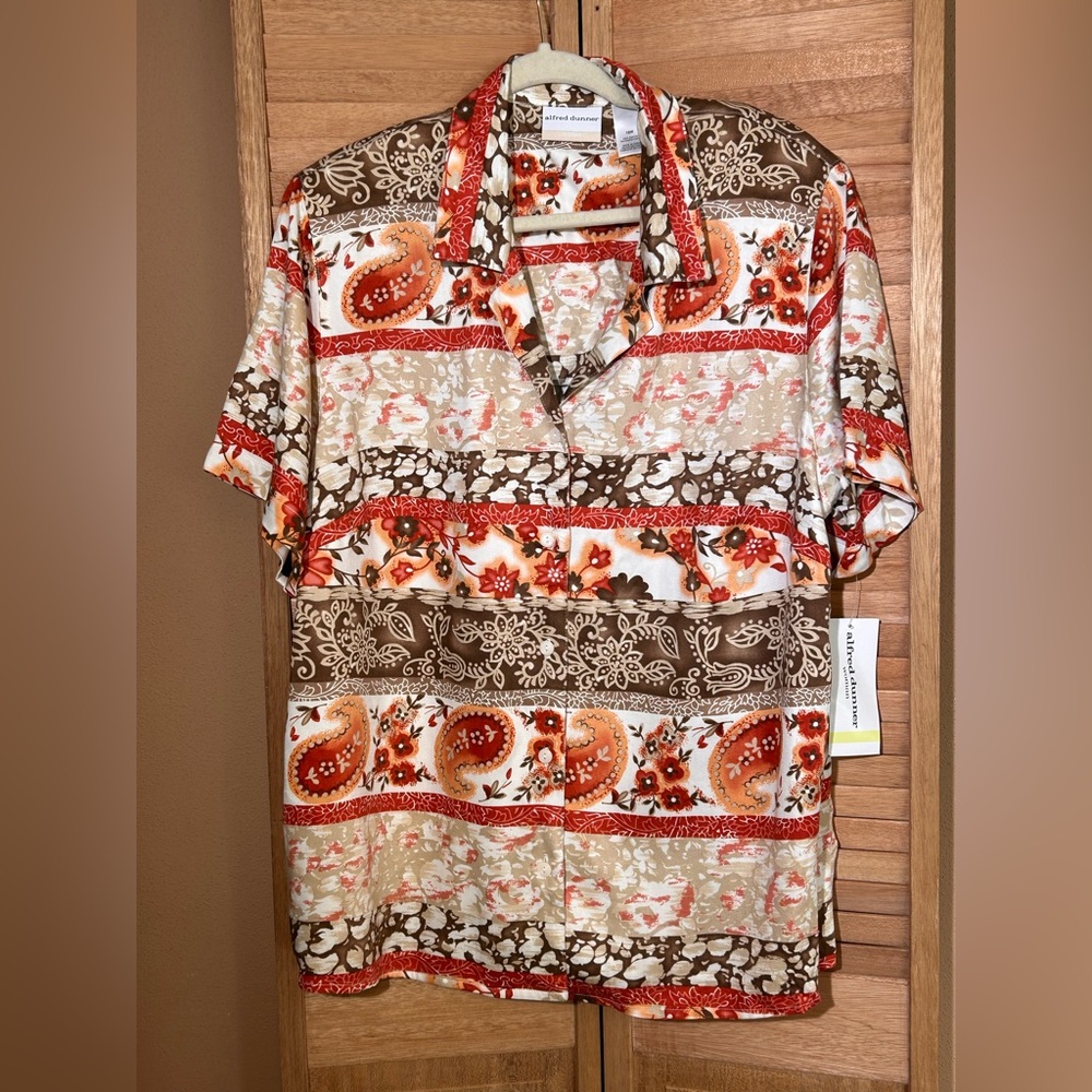 Alfred Dunner Plus Size 18W NWT button front blouse short sleeve shirt vintage